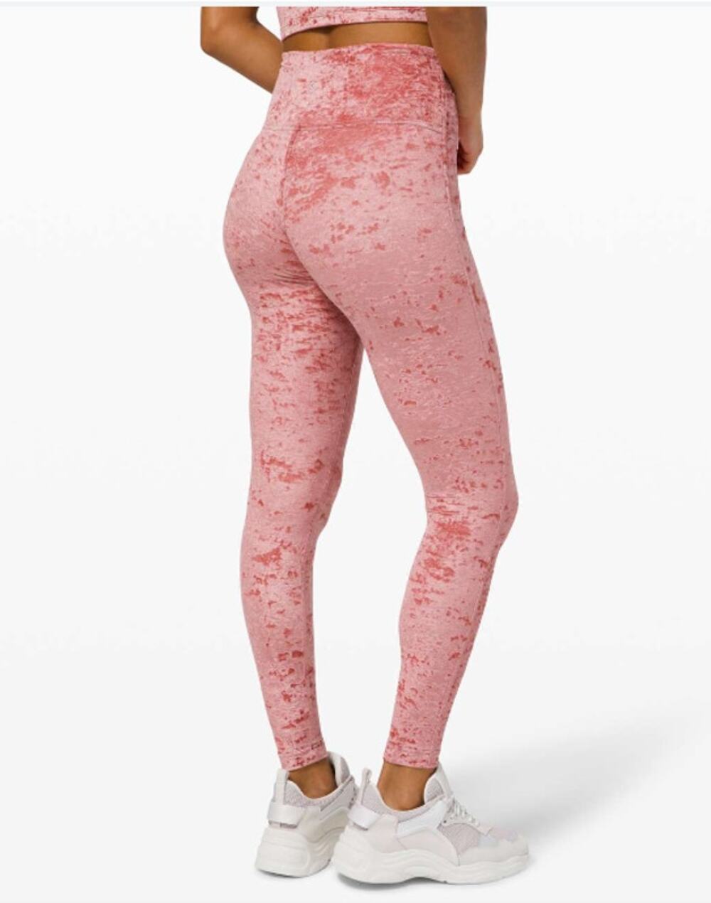 LULULEMON Crushed Velvet Wunder Under Tight Leggings in Pink // 4